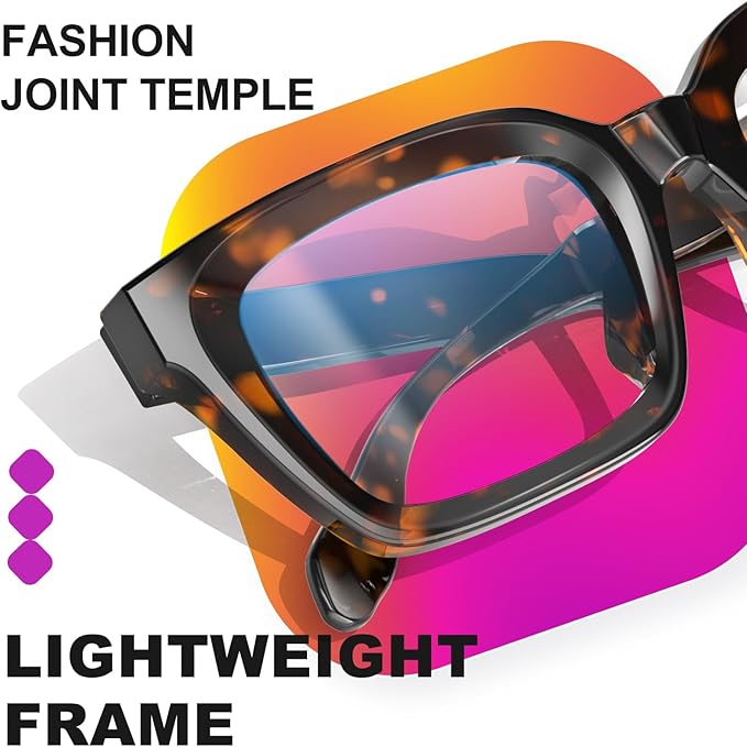 VISOONE Chunky Square Blue Light Blocking Glasses with Anti Computer Glare for Working Women Men MONTANA