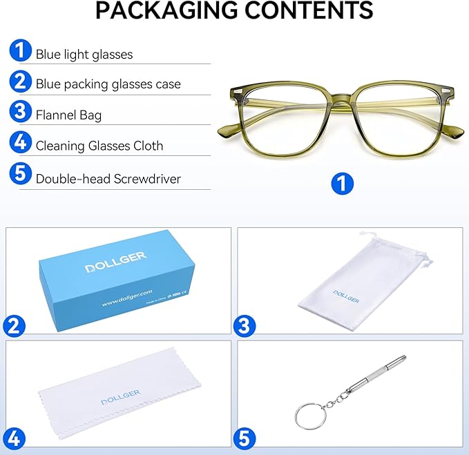 Dollger Blue Light Glasses for Women Retro Blue Light Blocking Glasses for Computer Eyeglasses Frame Men