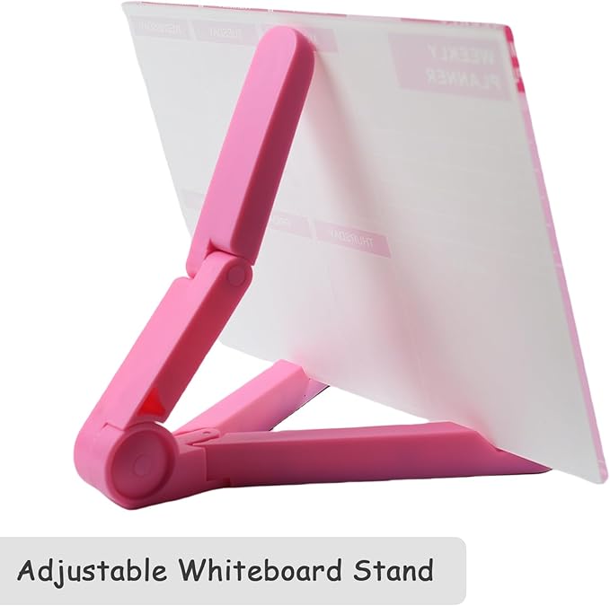 Desktop Thickened Acrylic Dry Erase Board, Weekly White Board with to Do List, Tabletop Whiteboard with Stand, Frameless Dry Erase Pink White Board，9.5"x6.7" for Office, Home, School(Desktop-PK-1724)
