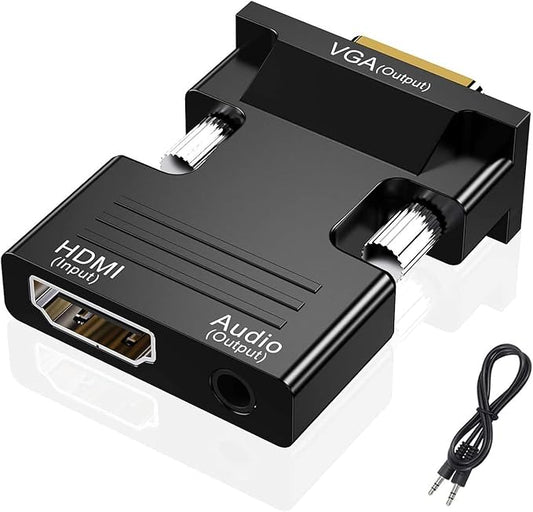 HDMI to VGA Adapter, HDMI to VGA Audio Output Cable Computer Set-top Box Converter Connector Adapter for Laptop, PC, Monitor, Projector, HDTV, Chromebook, Roku, Xbox(3.5mm Stereo Cable Included)