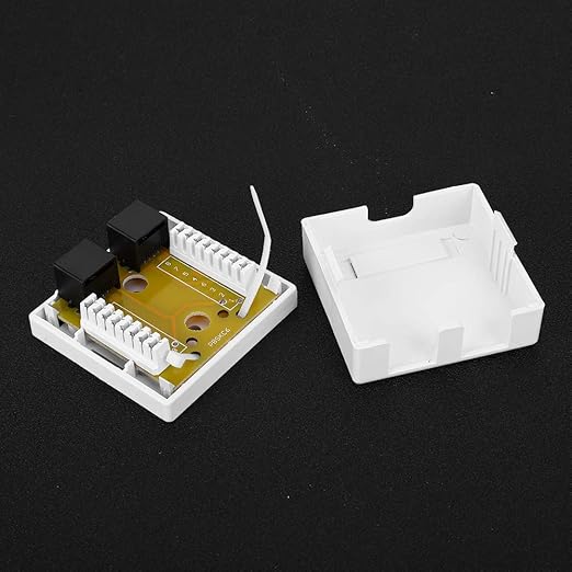 RJ45 8P8C Cat6 Dual Port Network Mount Box Premium ABS Desktop Information Junction Enclosure for Office Home Networking 27x58.5x60mm