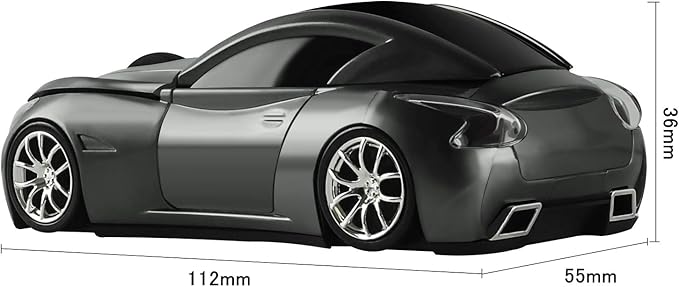 elec Space Cool Sport Car Shape 2.4GHz Wireless Mouse Optical Cordless Mice with USB Receiver for PC Laptop Computer 1600DPI 3 Buttons