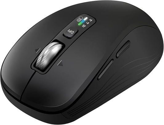 Full-Size Silent Wireless Mouse, 2 Bluetooth + 1 USB Multi-Mode, 4-Way Scrolling, Adjustable DPI, Side Buttons, Long Battery Life, Compatible with Laptop/Tablet/MacBook/iPad