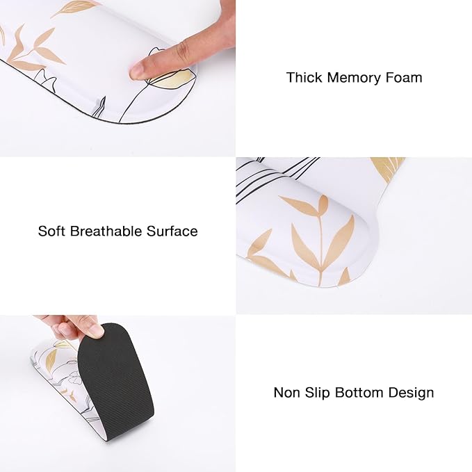 MEGREZ 4-in-1 Ergonomic Memory Foam Wrist Rest Set, Desk Pad, Mouse Pad with Wrist Rest, Keyboard Pad, Suitable for Office Workers, Programmers & Gamers–Relieve Typing & Gaming Fatigue,