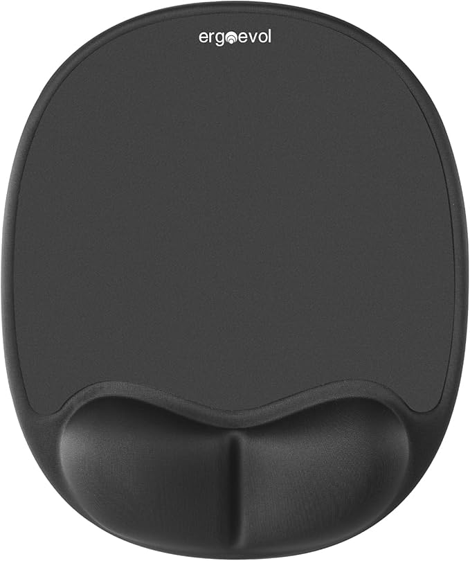 Ergonomic Mouse Pad with Skin-Friendly Lycra Memory Foam Wrist Rest, Easy-to-Clean Smooth PP Surface, and Non-Slip PU Base – Ideal for Vertical, Ergonomic, and Office Mice (Jet Black)