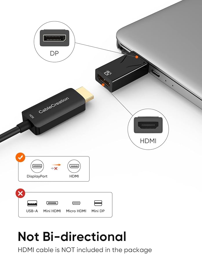 CableCreation Active DisplayPort to HDMI Adapter 10 Pack, 1080P Gold Plated DP to HDMI Adapter (Male to Female) 1.3V, Uni-Directional Display Port to HDMI Adapter