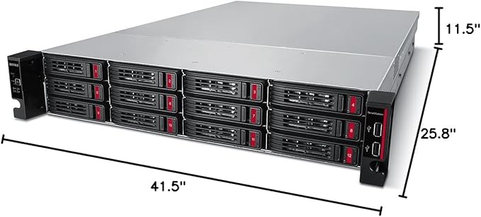 BUFFALO TeraStation 51220RH 12-Bay Business Rackmount NAS 32TB (4x8TB) with Hard Drives Included RAID iSCSI Network Storage File Server