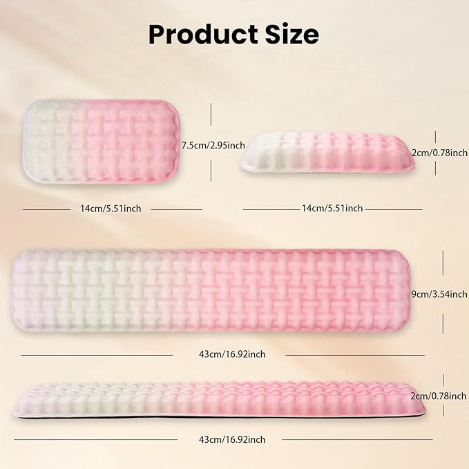 Ergonomic Keyboard and Mouse Wrist Rest Set - Wrist Support for Mouse, Computer Wrist Cushion Combo, Soft Memory Foam Wrist Support for Keyboard, Laptop, Mac, Office, Work, Gaming