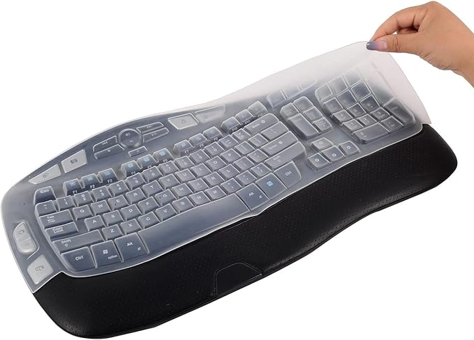 Keyboard Cover for Logitech K350 MK550 MK570 Wireless Wave Keyboard,Utra-Thin Silicone Keyboard Protector Skin for Logitech K350 MK550 MK570 Keyboard Protective Accessories(Transparent)