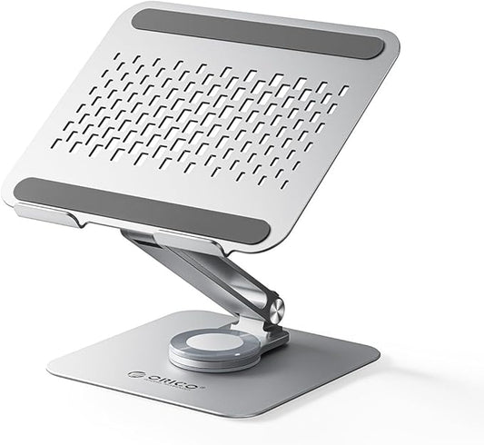 ORICO Adjustable Laptop Stand with 360° Rotating Base– Foldable Aluminum Alloy Laptop Holder for Desk, Compatible with MacBook Air/Pro, Dell, HP, XPS Laptops (13–17.3”) - ST10, Silver