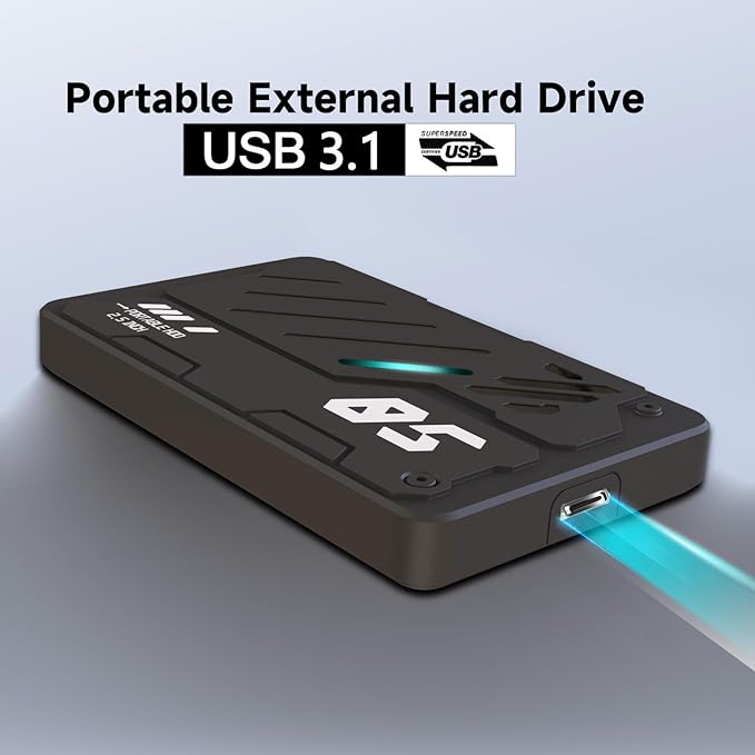 Ultra Slim Portable External Hard Drive USB 3.1 Type C HDD Storage for PC, Laptop, Mac, Xbox one, PS4, PS5 (320GB)