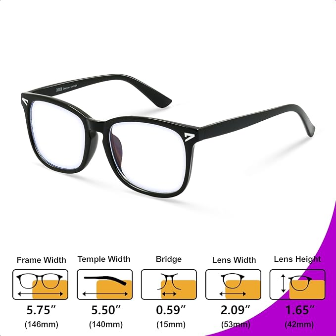 VISOONE Blue Light Blocking Glasses Square with Anti Computer Glare for Gaming Women and Men MONTANA