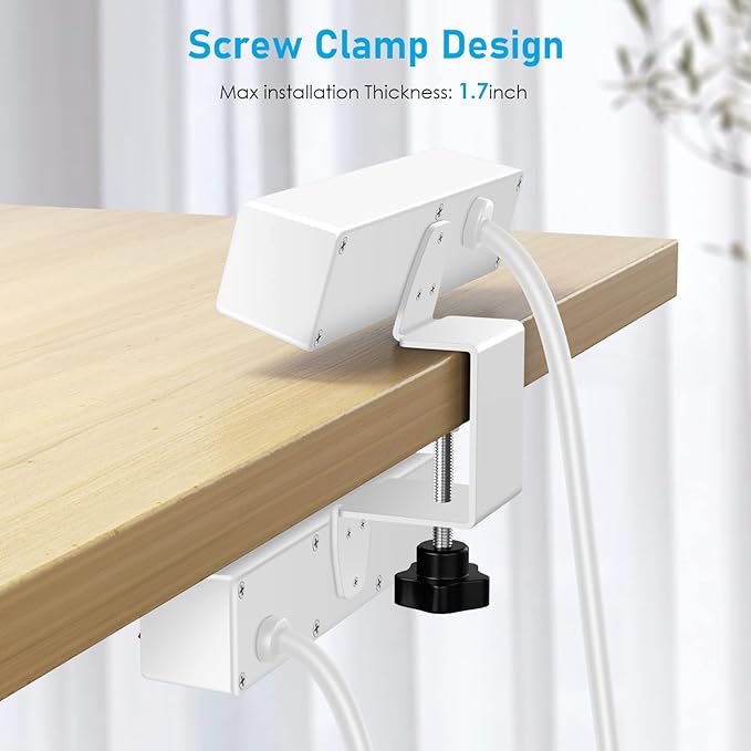 Dual Layer Desk Clamp Power Strip Surge Protector, Under Desk Power Strip with 10AC Outlets & 3 USB(20W USB-C), Desktop Edge Mount Charging Station, 15 Ft Extension Cord for Office Home (ETL Listed)