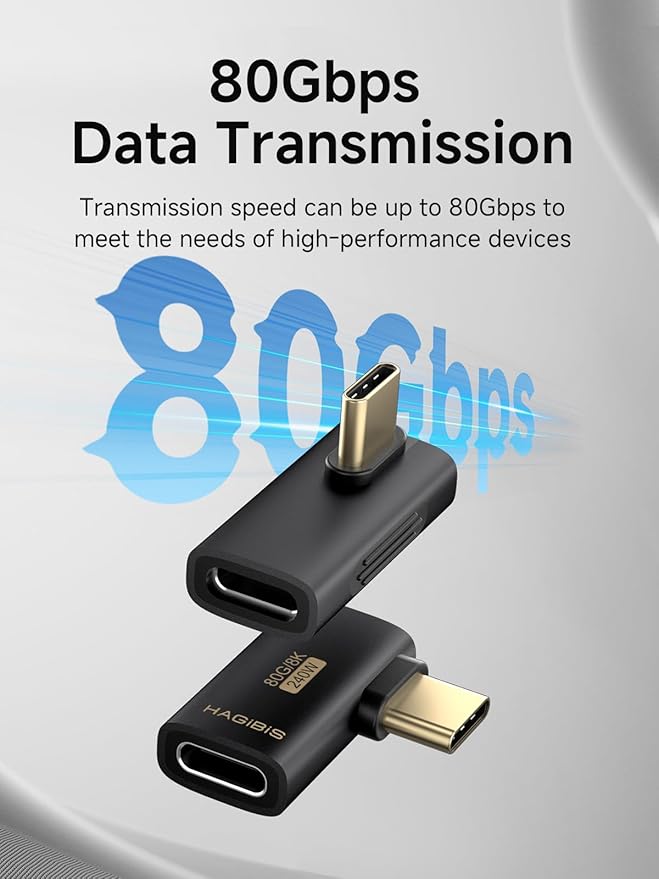 Hagibis 240W 80Gbps 8K@60Hz USB C Adapter, USB-C Male to Male Adapter, USB4 Connecter for Thunderbolt 5/4/3, Laptop, Switch, Dock, Mac, Tablet, iPhone 16 15 Pro Max (TGM16)