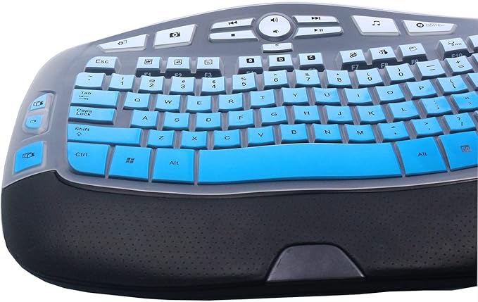 Silicone Keyboard Skin Cover Compatible for Logitech K350 MK550 MK570 Wireless Wave Keyboard, Logitech K350 MK550 MK570 Keyboard Skin (Ombre Blue)
