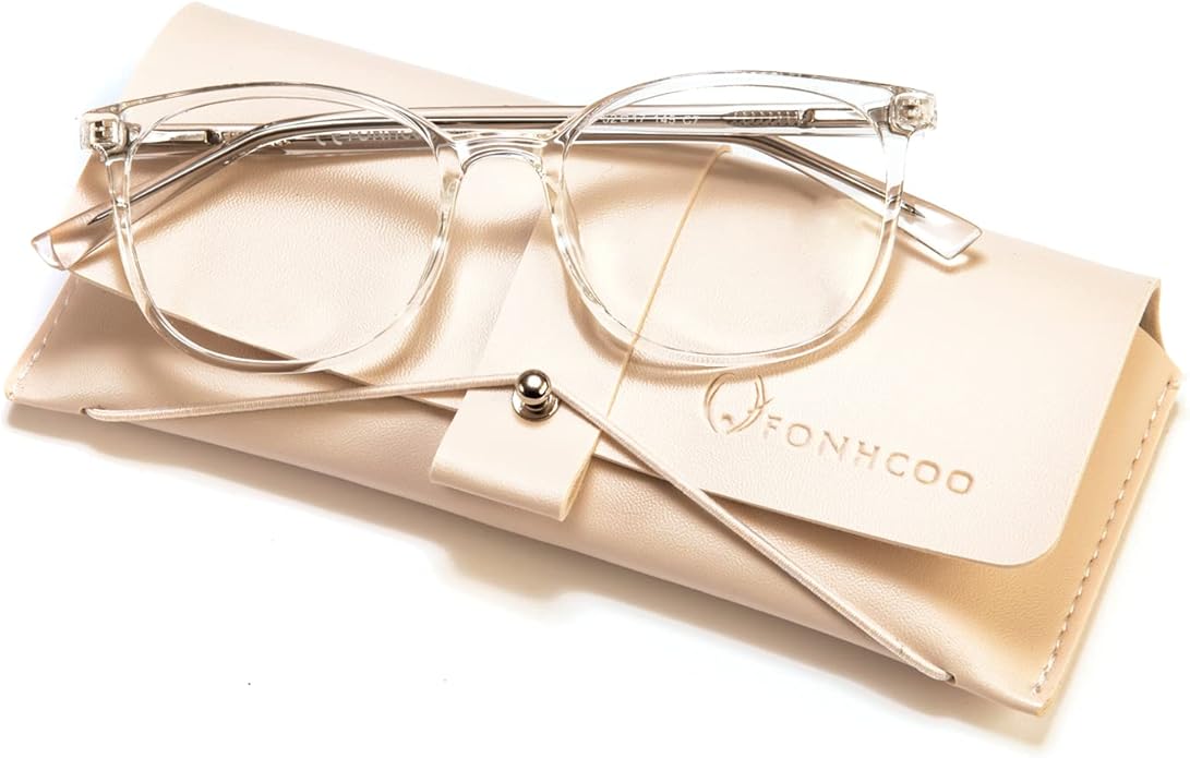 FONHCOO Blue Light Blocking Glasses Fashion Round TR90 Frame Transparent Eyewear Anti UV Computer Glasses for Women Men