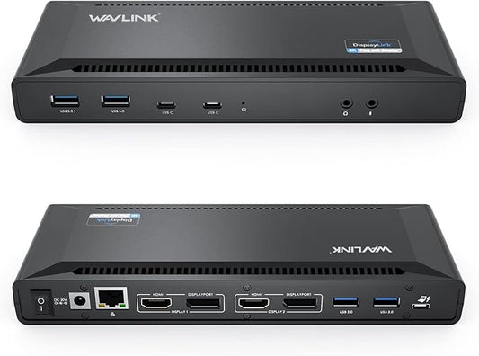 WAVLINK Universal USB C Laptop Docking Station Dual Monitors 5K/4K@60Hz with 65W Host Charging for Thunderbolt 4/3, USB-C Windows, Mac M1-M5/Macbook Neo, Chrome (2HDMI+2DP), 6USB 3.0, 1Gbps Ethernet