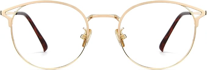 Cyxus Blue Light Glasses for Men and Women, Round Metal Frame Computer Eyeglasses for Office, Gaming, Reading 8090