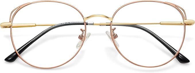 SOJOS Cat Eye Blue Light Blocking Glasses for Woman Hipster Metal Frame Womens Eyeglasses She Young SJ5027