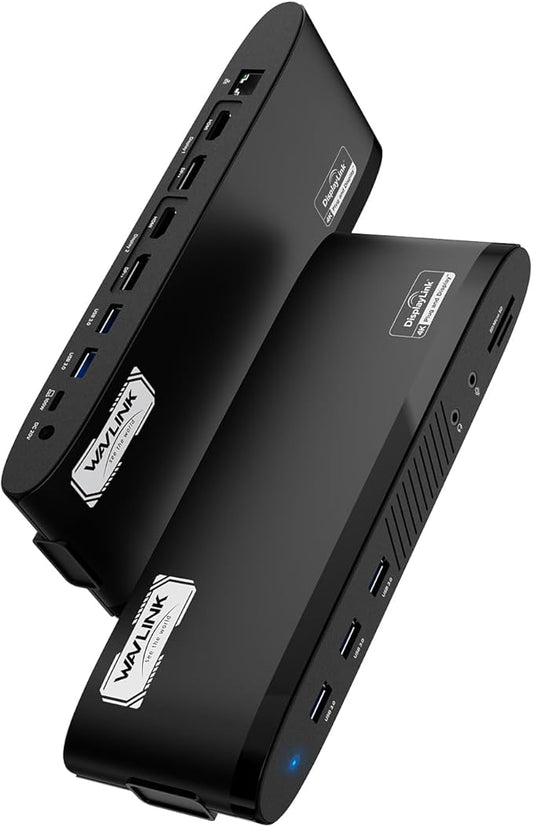 WAVLINK DisplayLink Docking Station, Dual Monitor for Mac M1/M2/M3/M4 & Windows, 14-in-1 with 100W 2 DP/2 HDMI 4K, SD/TF, 5 USB Ports, Ethernet, Audio