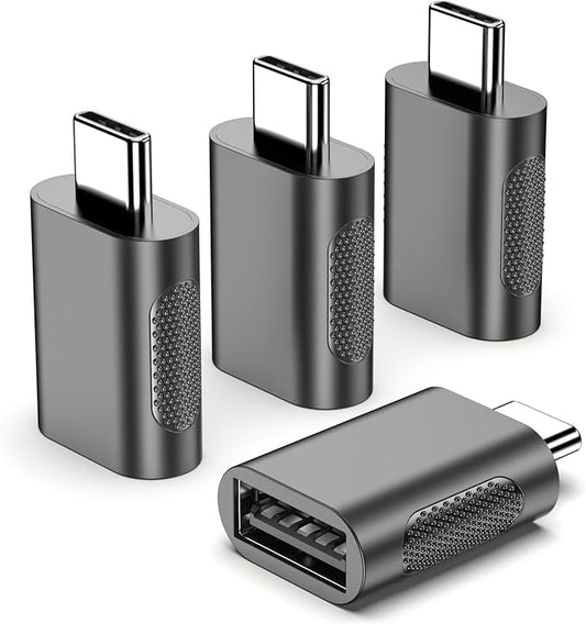 USB C Adapter (4 Pack), Type C Male to USB Female Connector, USB 3.0 Female to Thunderbolt 4/3 Adapter Compatible with MacBook Pro, Chromebook, Surface Book, Cellphon and More Type C Devices