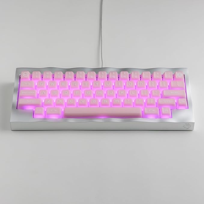 ULTRAEQUIP Keycap Set Pink Jade, 160 Keys RSA Profile PBT Keycaps Double Shot Translucent Custom Set with Split 7U Spacebar for Alice ISO ANSI 60, 75, 80, 95, 100% Mechanical Keyboard