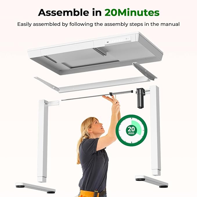 Small Standing Desk with Drawer, 35" x 20" Whole Piece Tabletop Electric Sit Stand Desk, Height Adjustable Desk with Storage & USB Ports, Quick Install Home Office Computer Desk, White