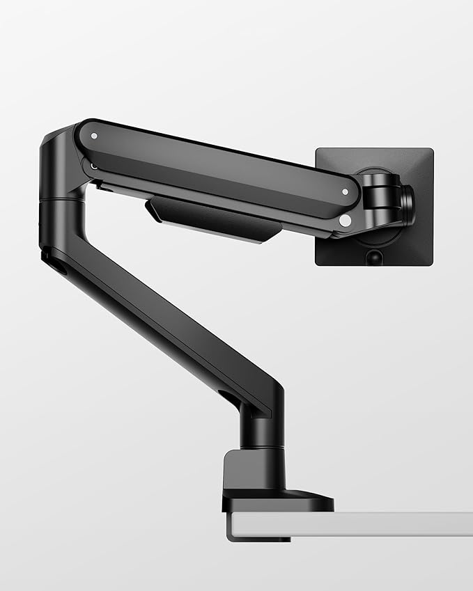 monTEK Deluxe Monitor Arm for 17 to 40 Inch Curved Screens with Cable Management Aluminum Fully Adjustable Single Monitor Arm with Clamp/Grommet, Quick Release Plate,75x75/100x100 VESA