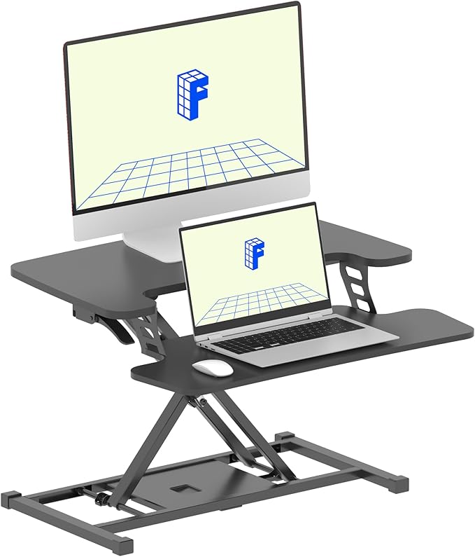 FLEXISPOT 28-Inch Height Adjustable Standing Desk Converter Stand up Tabletop Workstation for Monitor Riser
