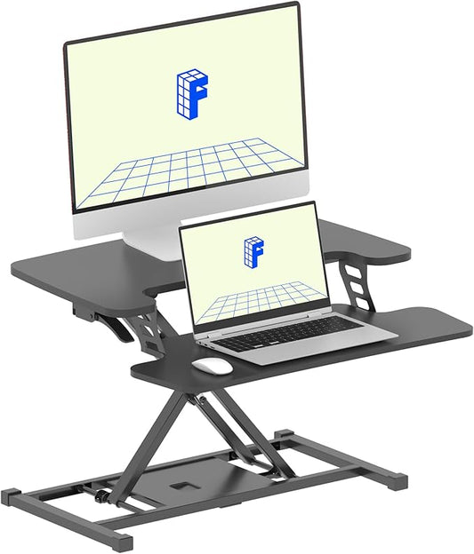 FLEXISPOT 28-Inch Height Adjustable Standing Desk Converter Stand up Tabletop Workstation for Monitor Riser