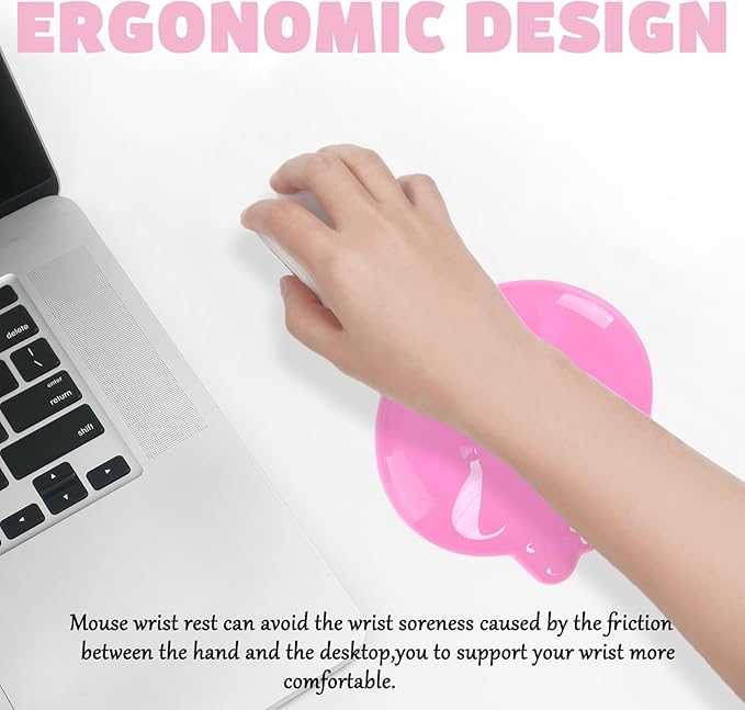 Gel Wrist Rest for Keyboard and Mouse Transparent Pink Jellyfish Elbow Pad Cushion Ergonomic Cute Clear Cool Mouse Wrist Pad Silicone Non-Slip Support for Computer Gaming Home Office Hand Pillow