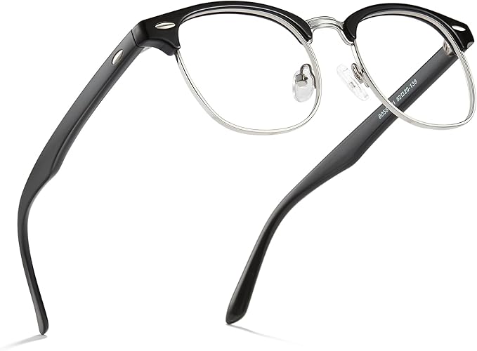 Cyxus Blue Light Glasses Men Retro Semi Rimless Clear Blue Light Glasses for Computer Eye Strain Gaming Glasses Anti Harmful Blue Light for Men Women