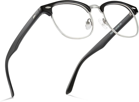 Cyxus Blue Light Glasses Men Retro Semi Rimless Clear Blue Light Glasses for Computer Eye Strain Gaming Glasses Anti Harmful Blue Light for Men Women