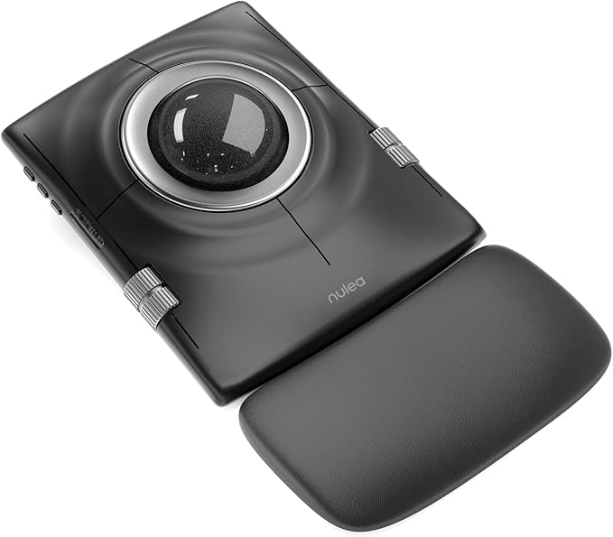 Nulea M512 Wireless Trackball Mouse, Ergonomic 55mm Trackball, Adjustable DPI for Precise Control, Left or Right Hand Compatible, Rechargeable, Multi-Device Bluetooth & 2.4GHz for PC, Laptop（Black）
