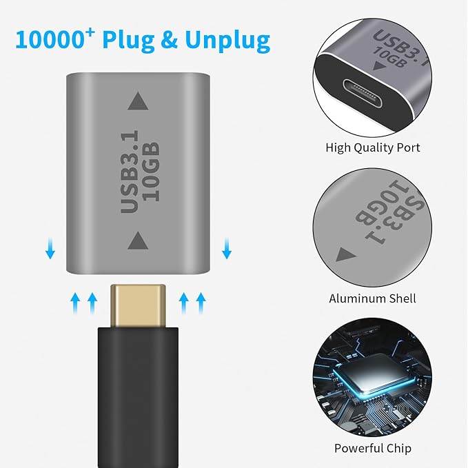 Duttek 10Gbps USB C to USB A Male Adapter and USB C Female to USB A Female Adapter (USB 3.1 Type C Gen2), Bi-Directional Support Data Sync & Charging for PC, Laptop, Phone 2 Style