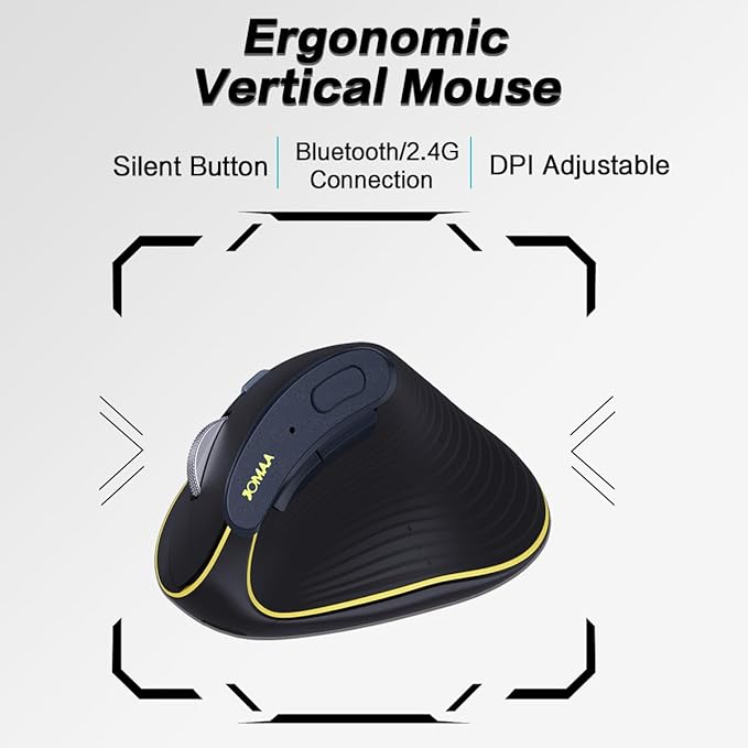 JOMAA Ergonomic Wireless Bluetooth Vertical Silent Mouse, Rechargeable with Backlight and Fast Scrolling, Suitable for Laptop,Desktop,PC,MacBook