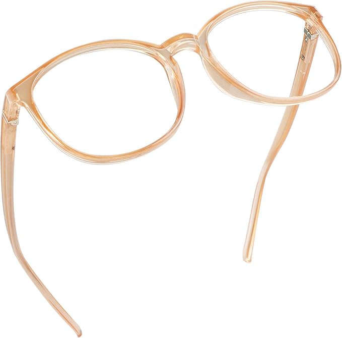 LifeArt Round Blue Light Blocking Glasses, Computer Glasses, Gaming Glasses, TV Glasses for Women Men (Champagne, 0.75 Magnification)