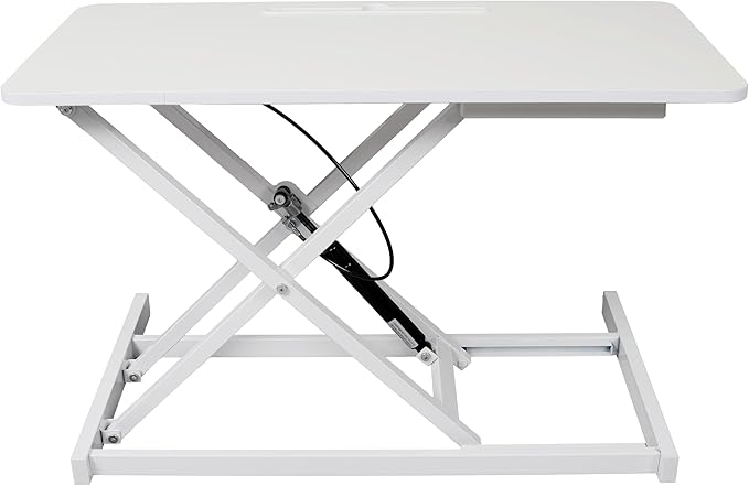 Standing Desk Converter, 32" Wide, Height Adjustable Sit Stand Up Desk Riser with Keyboard Tray, Desktop Workstation for Home Office Computer Laptop, White