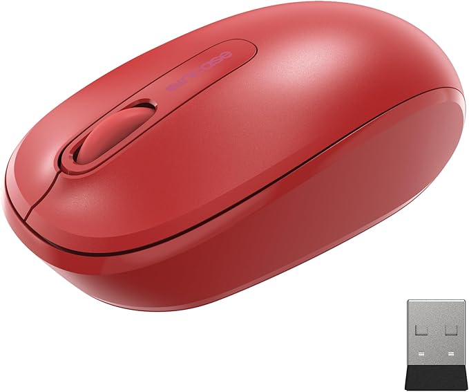 Incase Wireless Mobile Mouse 1850 – Designed by Microsoft – Compact, Comfortable, Right/Left Hand Use, 6-Month Battery Life, Nano Transceiver, Works with Mac/Windows 8/10/11 (Flame Red)