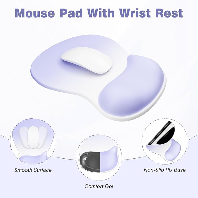Ospelelf Keyboard Wrist Rest Set with Ergonomic Mouse Pad - 3-in-1 Memory Foam Support for Pain Relief, Office & Gaming with Coaster Purple Gradient