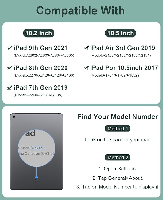 10.2 inch Slim Smart Case iPad 9th Generation Case with Keyboard, Built-in Pencil Holder Folio Stand Cover Detachable Bluetooth Keyboard for iPad Keyboard Case 9th/8th/7th and iPad Pro 10.5" -Green