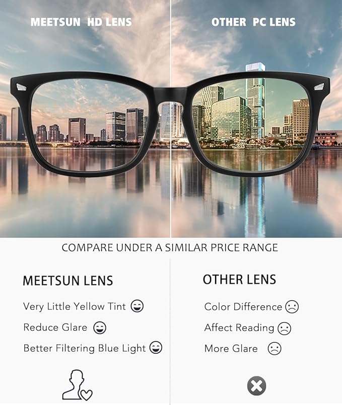 MEETSUN 3-Pack Blue Light Blocking Glasses, Anti Eye Strain Headache (Sleep Better), Computer Glasses UV400 Lens (Black + Clear + Matte Black Frame/Grey Lens)