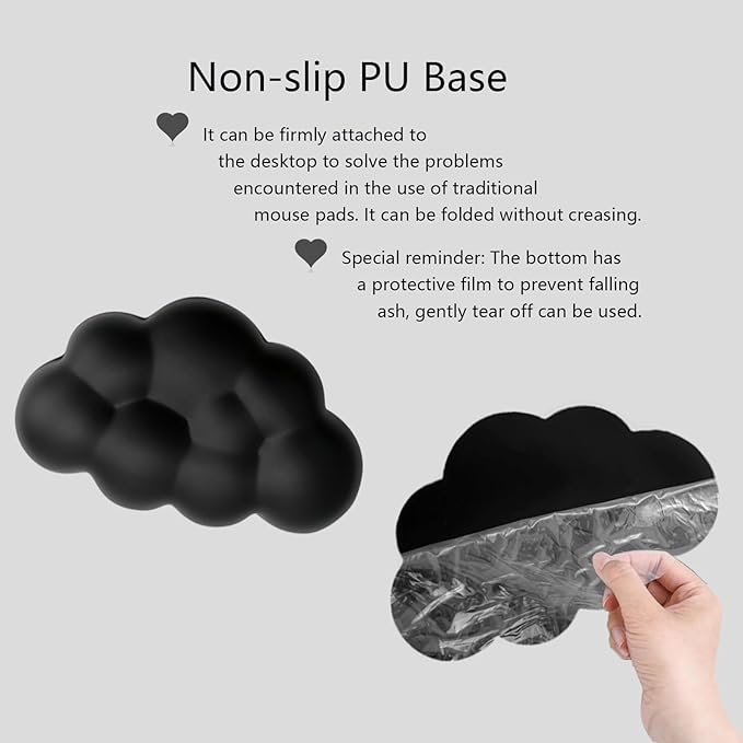 Cloud Mouse Pad Keyboard Wrist Rest 4PCS Extended Large Galaxy Desk Mat Pad Set Memory Foam Non-Slip Cute Ergonomic Gaming Mouse Pad Wrist Support for Computer Laptop Home Office Black