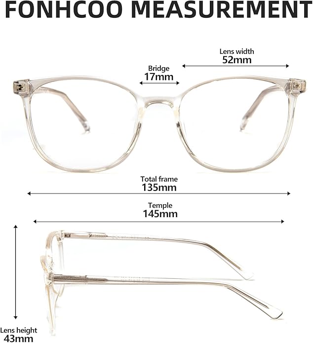 FONHCOO Blue Light Blocking Glasses Fashion Round TR90 Frame Transparent Eyewear Anti UV Computer Glasses for Women Men