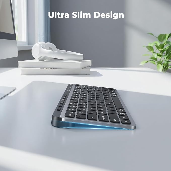 MEETION New Bluetooth Keyboard, K9991 Multi-Device Bluetooth Wireless Keyboard with Shortcut Keys, Rechargeable, Low-Profile Slim and Compact, Easy-Switch for Windows, MacOS, PC/Laptop/Tablet, Black