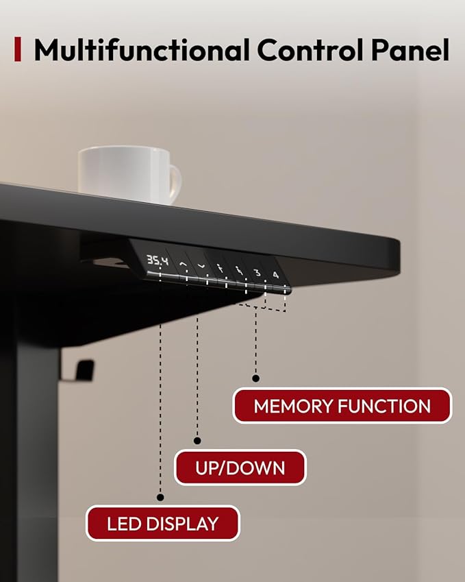 SANODESK Height Adjustable Electric Standing Desk 48x24 Inches, Sit Stand Desk with Splice Board for Home Office, Ergonomic Computer Workstation, Study & Gaming, Black Frame/Black Top