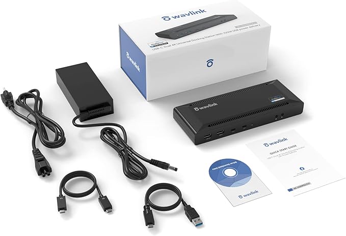 WAVLINK 4K Universal USB C Docking Station Dual Monitors, Displaylink Dock, 100W PD Charging for MacBook M1/M2, Thunderbolt 4/3, USB-C Windows Mac, 2 DisplayPort & 2 HDMI, Ethernet, Audio