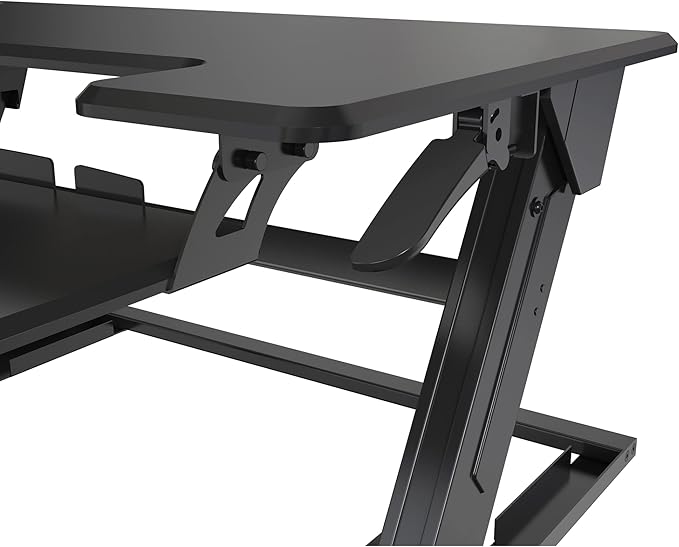 Realspace® P20 Standing Desk Converter With USB And Keyboard Tray, 19-3/10"H x 35-2/5"W x 23-1/5"D, Black