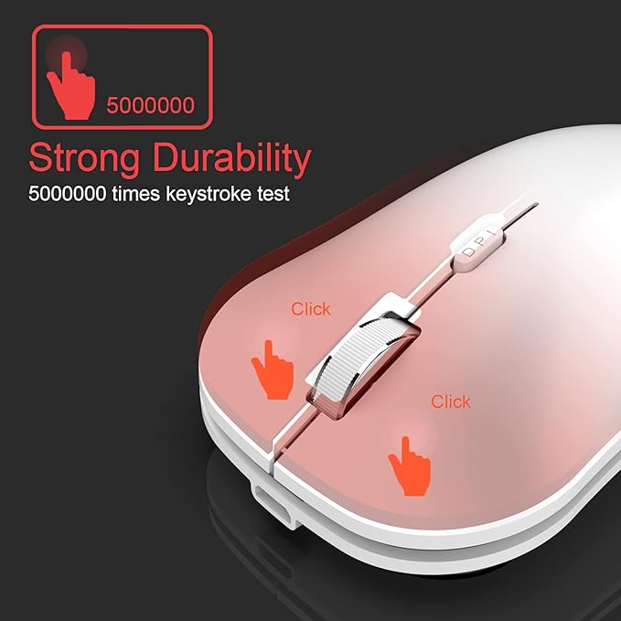 Arteck 2.4G Wireless Mouse with Nano USB Receiver Ergonomic Design Silent Clicking for Computer/Desktop/PC/Laptop and Windows 10/8/7 Build in Rechargeable Battery - White