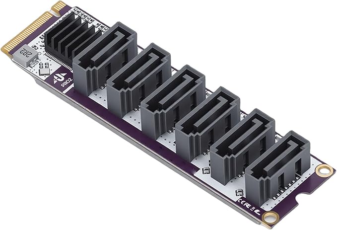 Bewinner 6 Port SATA III Expansion Card, M.2 M Key PCIe 3.0 X4 to 6Gbps SATA Controller, RTL9210 Chip, 6 Port Expansion Card for NAS Desktop Storage Upgrade